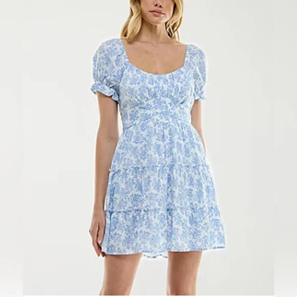princess polly baby blue dress Trixxi Juniors' Crochet Floral-print Dress - Navy